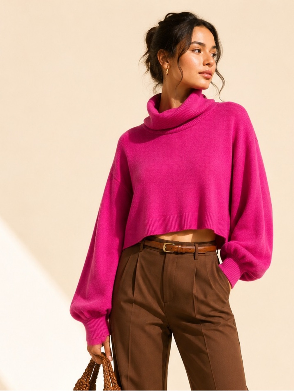 Aritzia Wilfred Rebecca Merino Turtleneck Sweater Statement Lantern sleeve 2X